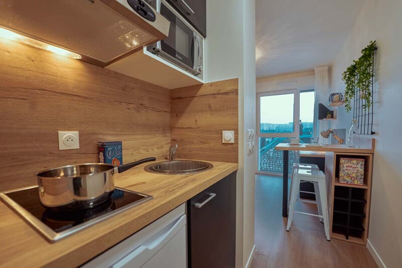 Residence étudiante_UXCO UppeHalls Rouen - Studio cuisine